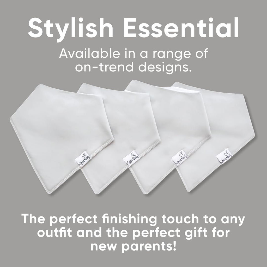 Copper Pearl Baby Bibs for Baby Boy or Girl – Bandana Drool Bibs for Teething, Absorbent Bibs for Eating, Newborn to Toddler, 4 Pack, Gray Basics