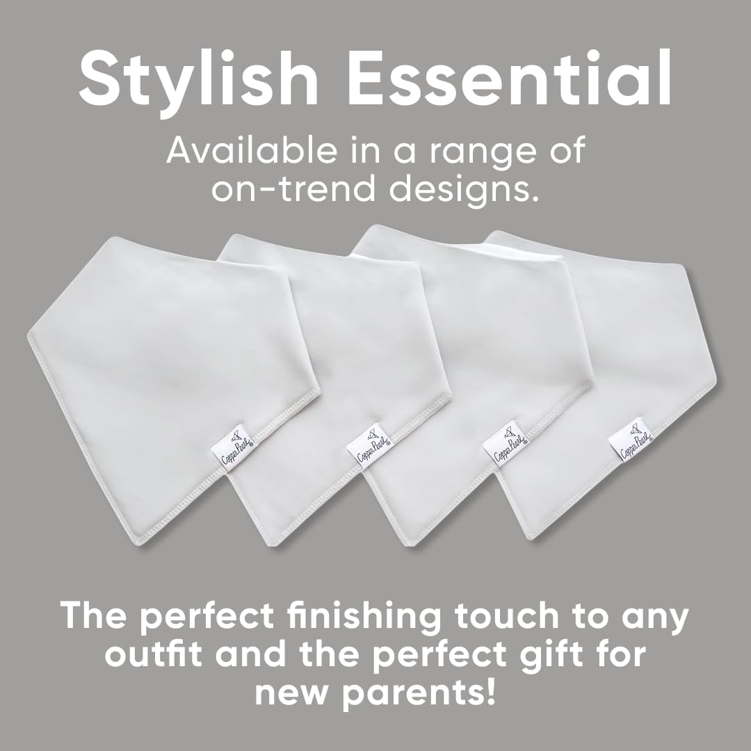 Copper Pearl Baby Bibs for Baby Boy or Girl – Bandana Drool Bibs for Teething, Absorbent Bibs for Eating, Newborn to Toddler, 4 Pack, Gray Basics