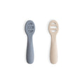 mushie Silicone First Feeding Baby Spoons | 2 Pack (Natural/Shifting Sand)