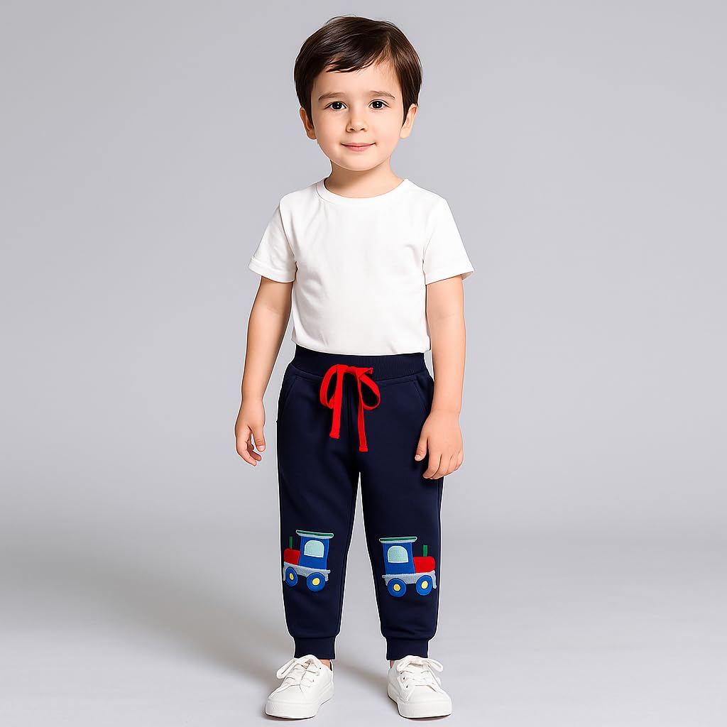Boys Pants, Toddler 3 Pack Drawstring Elastic Sweatpants Active Joggers,5T
