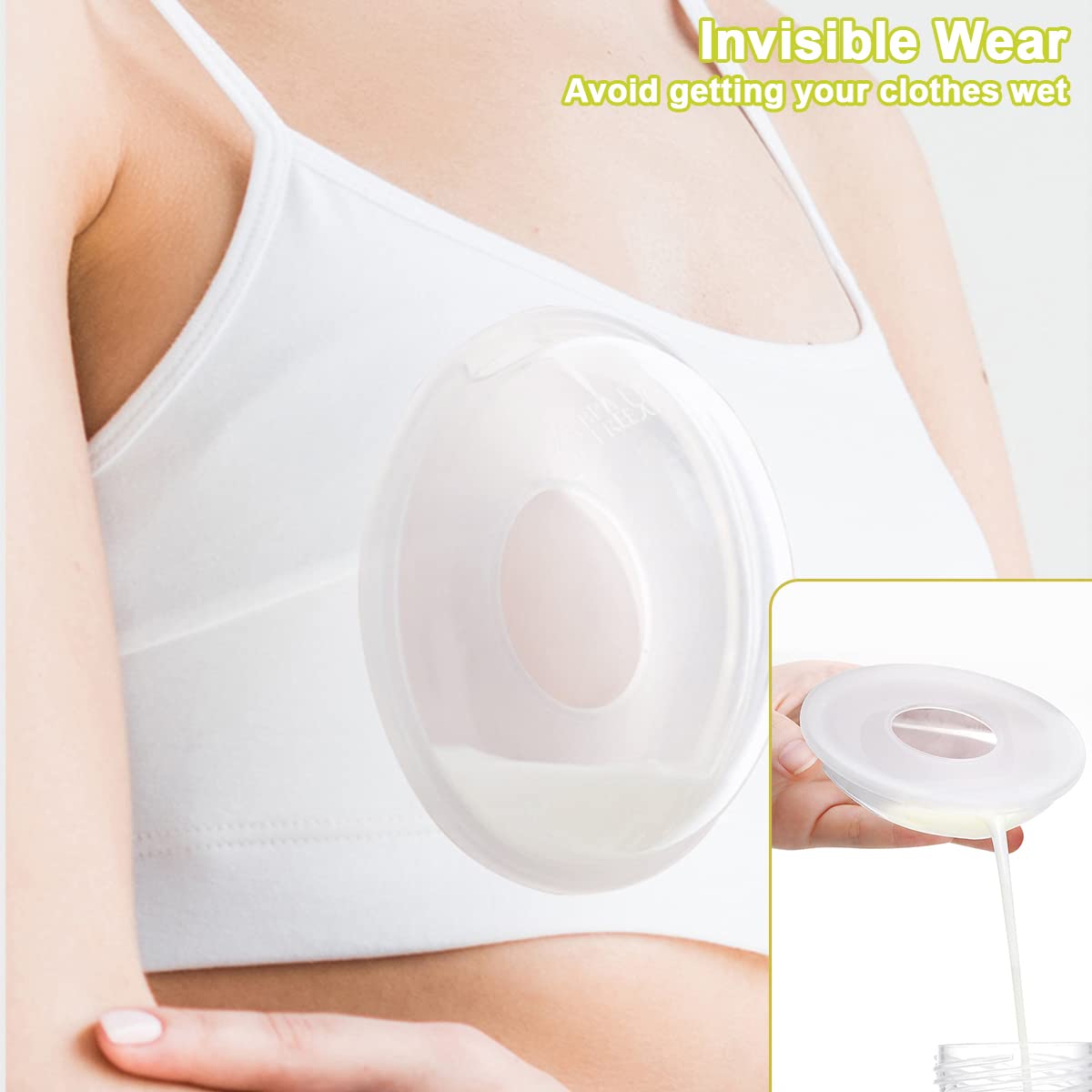 New Model with Plugs! 2PCS Breast Shells, Milk Saver, Wearable Nursing Cups, Protect Sore Nipples for Breastfeeding, Collect Breastmilk Leaks for Nursing Moms, BPA-Free and Reusable