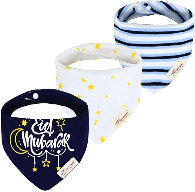 JN&LULU 3 Pack Newborn Baby Bibs Bandana Drool Bibs for Drooling Cotton Baby Gifts (Moon Star)