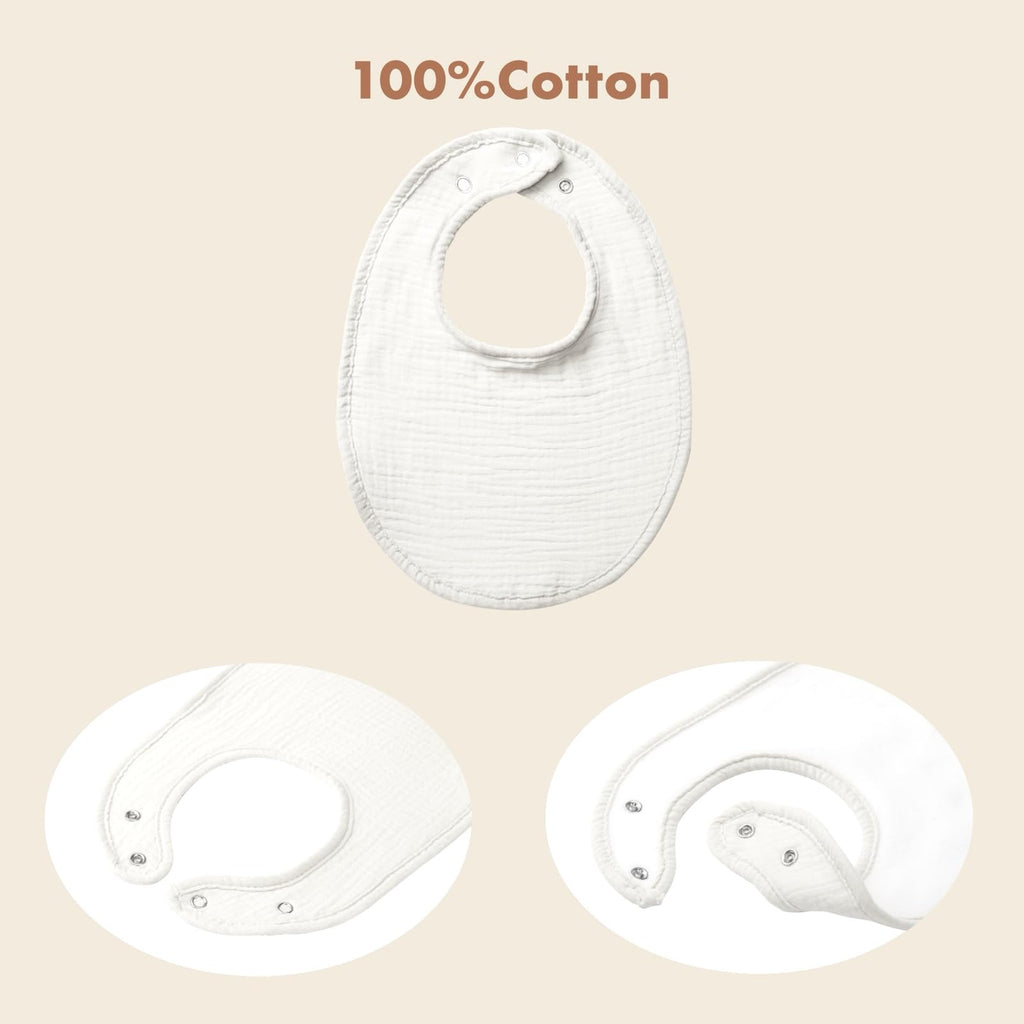 COOROBIN Muslin Baby Bibs for Baby Girl & Boy 100% Cotton 8-Pack Baby Drool Bibs - Quick-Dry Absorbent Bandana Bibs, Adjustable Snaps for Newborn to 24M