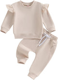 Fernvia Toddler Baby Girl Clothes 3 6 9 12 18 24 Months Fall Outfits Solid Long Sleeve Sweatshirt Tops + Pants Set