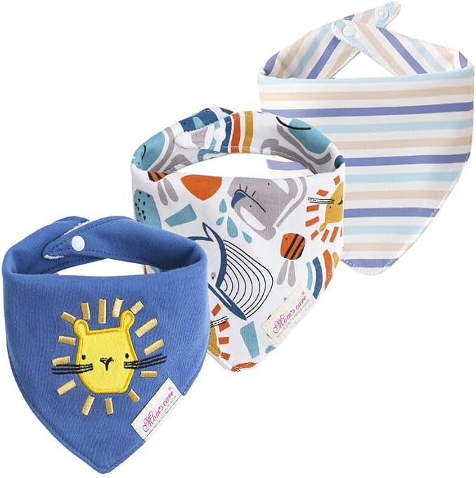 JN&LULU 3 Pack Newborn Baby Bibs Bandana Drool Bibs for Drooling Cotton Baby Gifts (Moon Star)