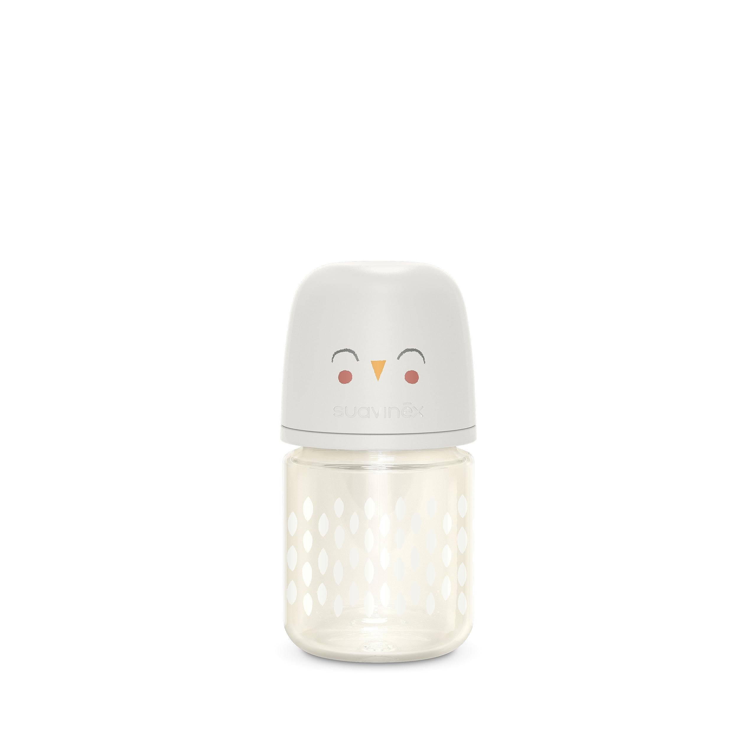 Suavinex Bonhomia Glass Baby Bottle with SX PRO Silicone Nipple, Anti Colic Baby Bottles, Baby Bottles for Breastfed Babies, Slow Flow, 0mo, 4oz, Beige
