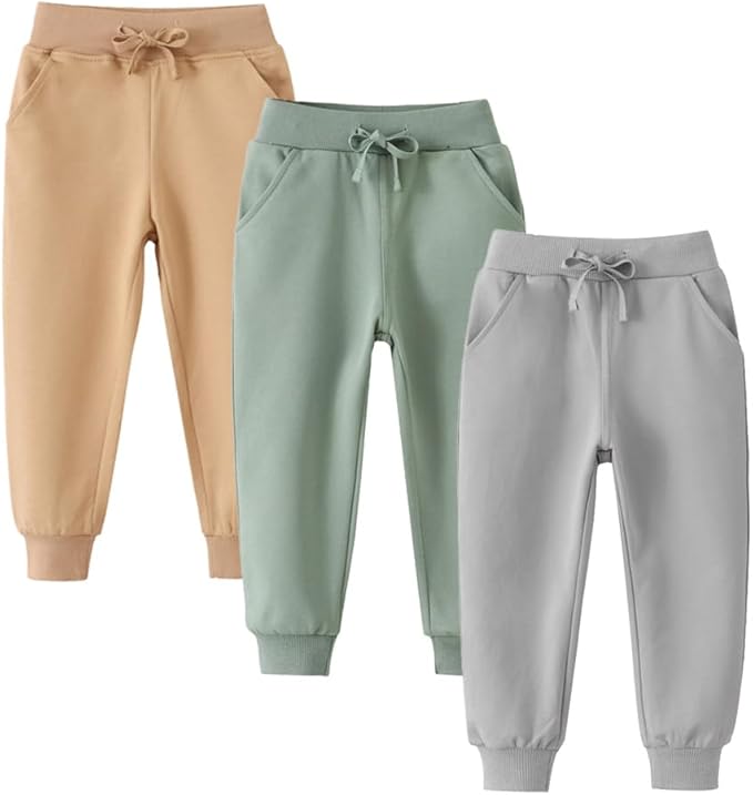 Boys Pants, Toddler 3 Pack Drawstring Elastic Sweatpants Cartoon Active Joggers