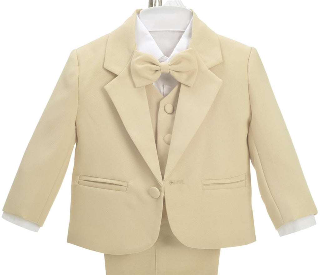 Dressy Daisy Little Boy 5 Pcs Formal Tuxedo Suits, Khaki, Size 5-6