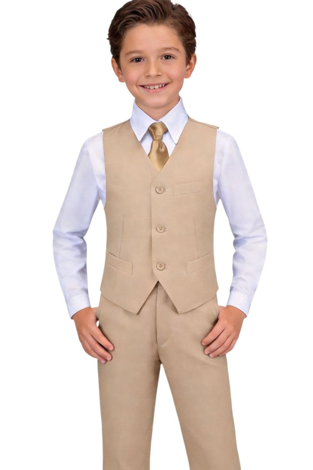 Kids Dress Suits for Boys Outfit Boy Suit Tuxedo Vest Set Champagne Size 2T