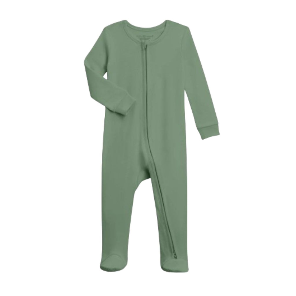 KENDI by Colored Organics Organic Cotton Zip Sleeper - Thyme Green 12-18M