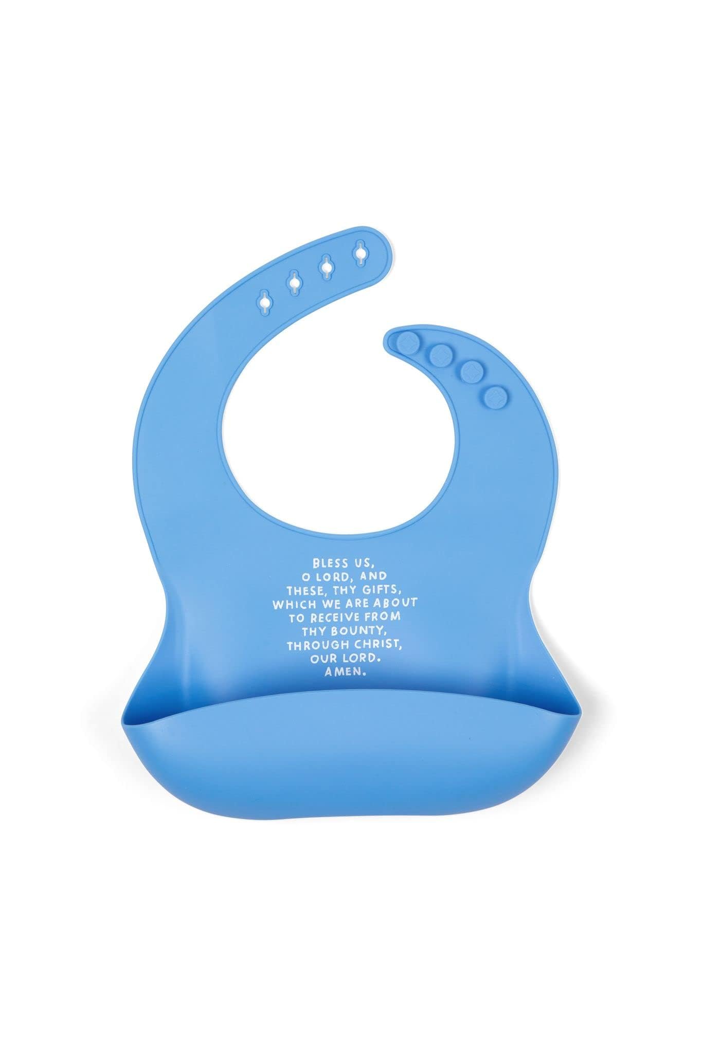 Be A Heart Silicone Bibs for Babies & Toddlers, Meal Blessing Prayer Bib, Baby Baptism Gift (Cornflower)