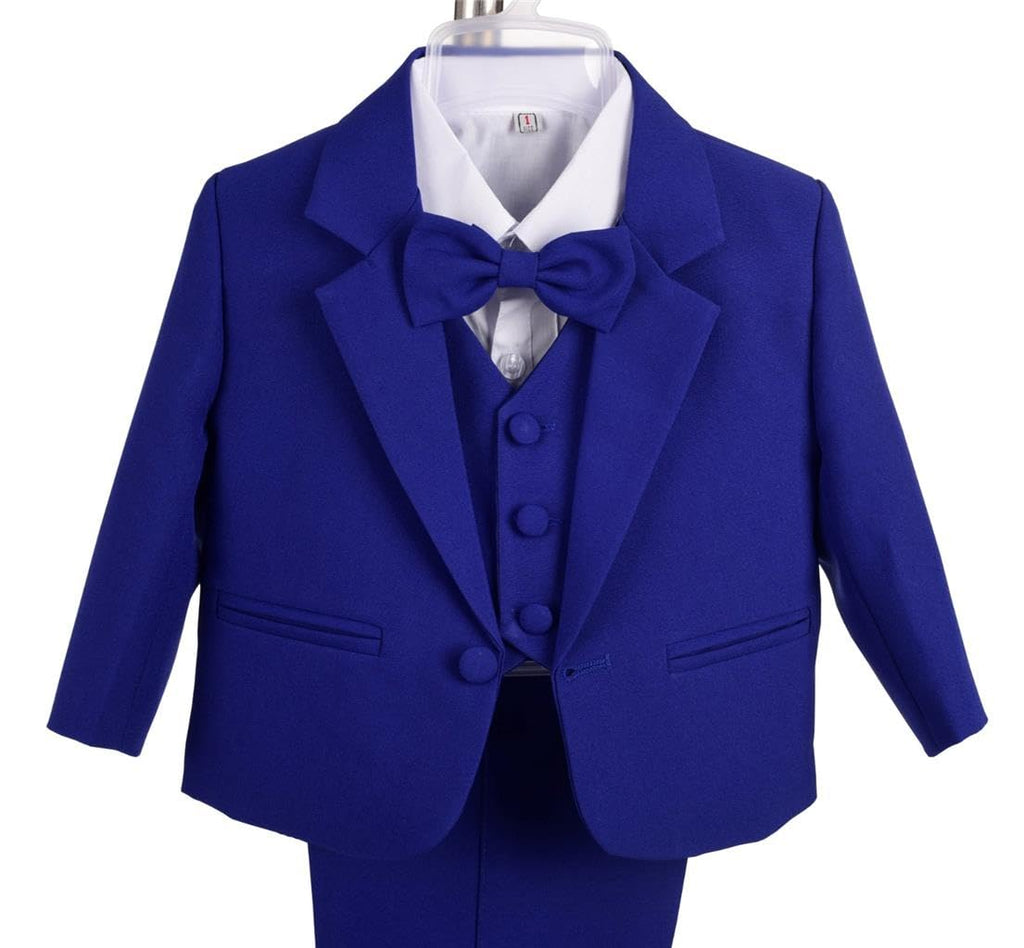 Dressy Daisy Little Boy 5 Pcs Formal Tuxedo Suits, Royal Blue, Size 6-7