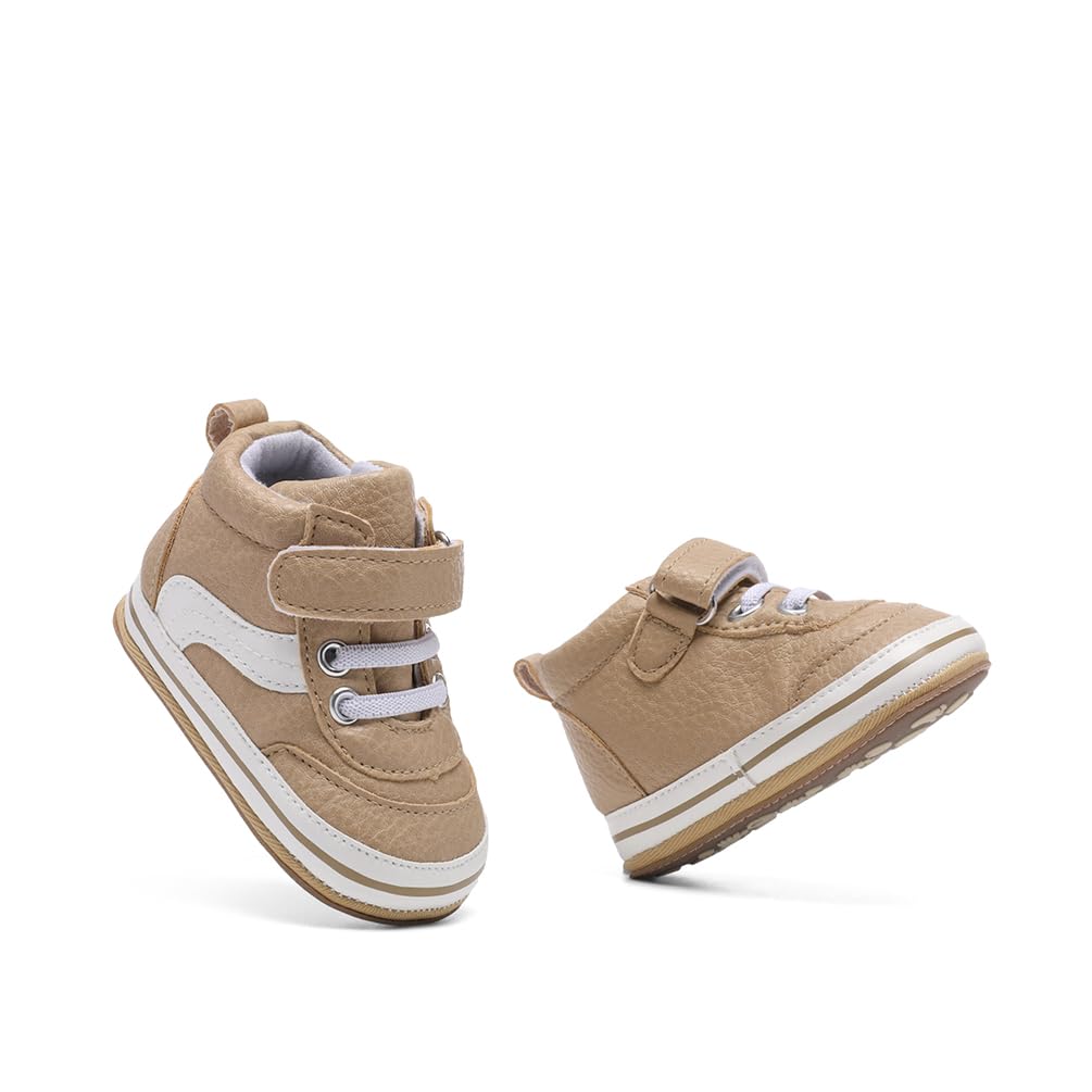 Clowora Baby Boys Girls Shoes Non-Slip Rubber Sole Sneakers Infant First Walking Toddler Crib Shoes Newborn Loafers Flats. (0611/White,0-6 Months)