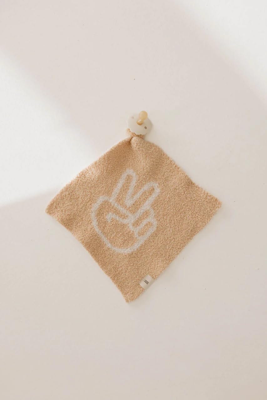 Forever French Baby | Lovey | Pacifier Holder | Lovey Gifts | Boy & Girl | Ideal for Age 0 Months & Up | Microfiber Feather Yarn (Peace Sign)