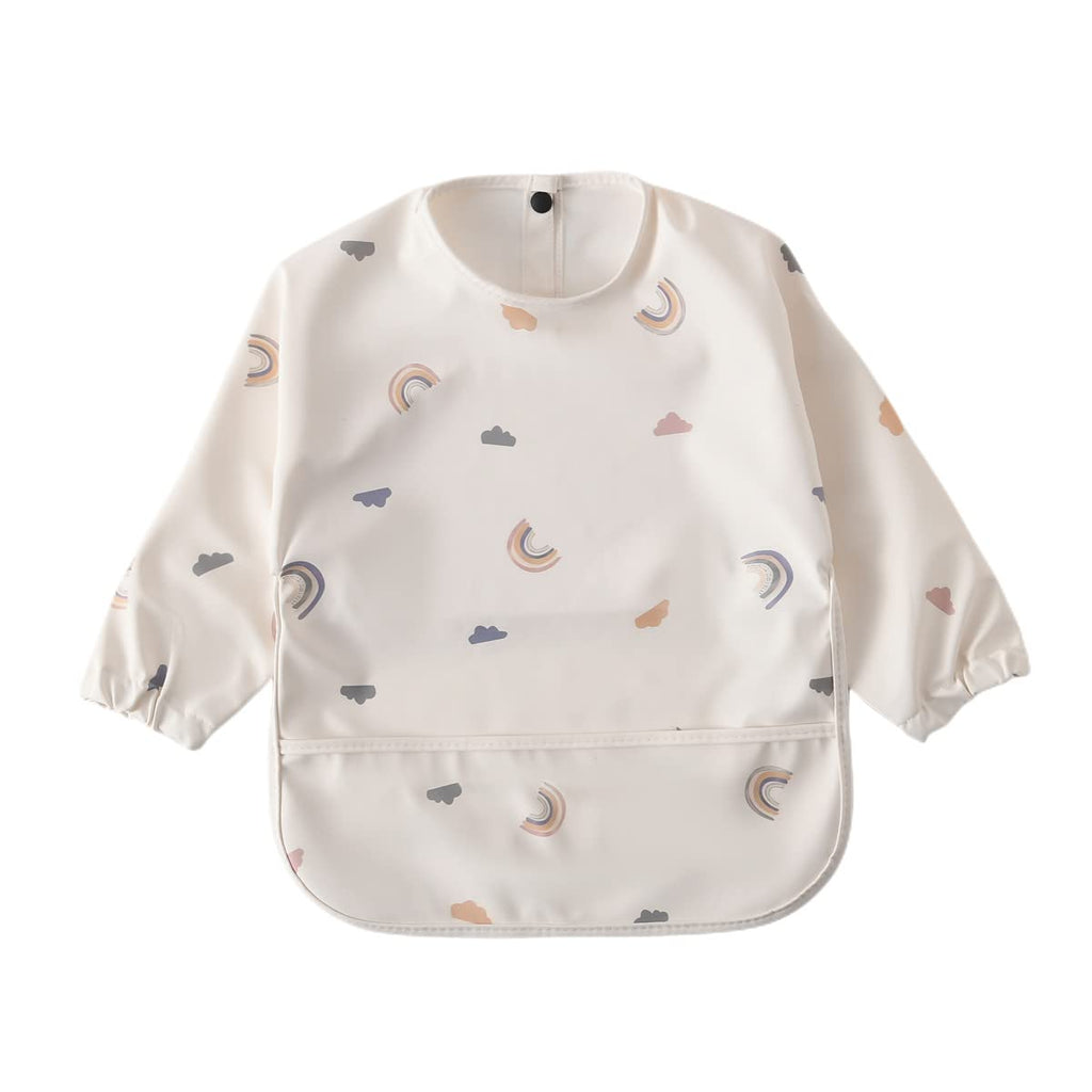 GZMM Waterproof Baby Bibs,Infant Toddler Long Sleeve Feeding Bib With Food Catcher,Easy Clean & Washable