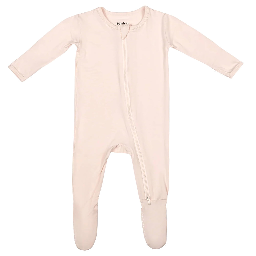 Bamboo Little Soft Baby Footie Pajamas, Baby Clothes, Newborn Sleepers, 95% Viscose and 5% Spandex, Peachy Pink, 9-12 Months