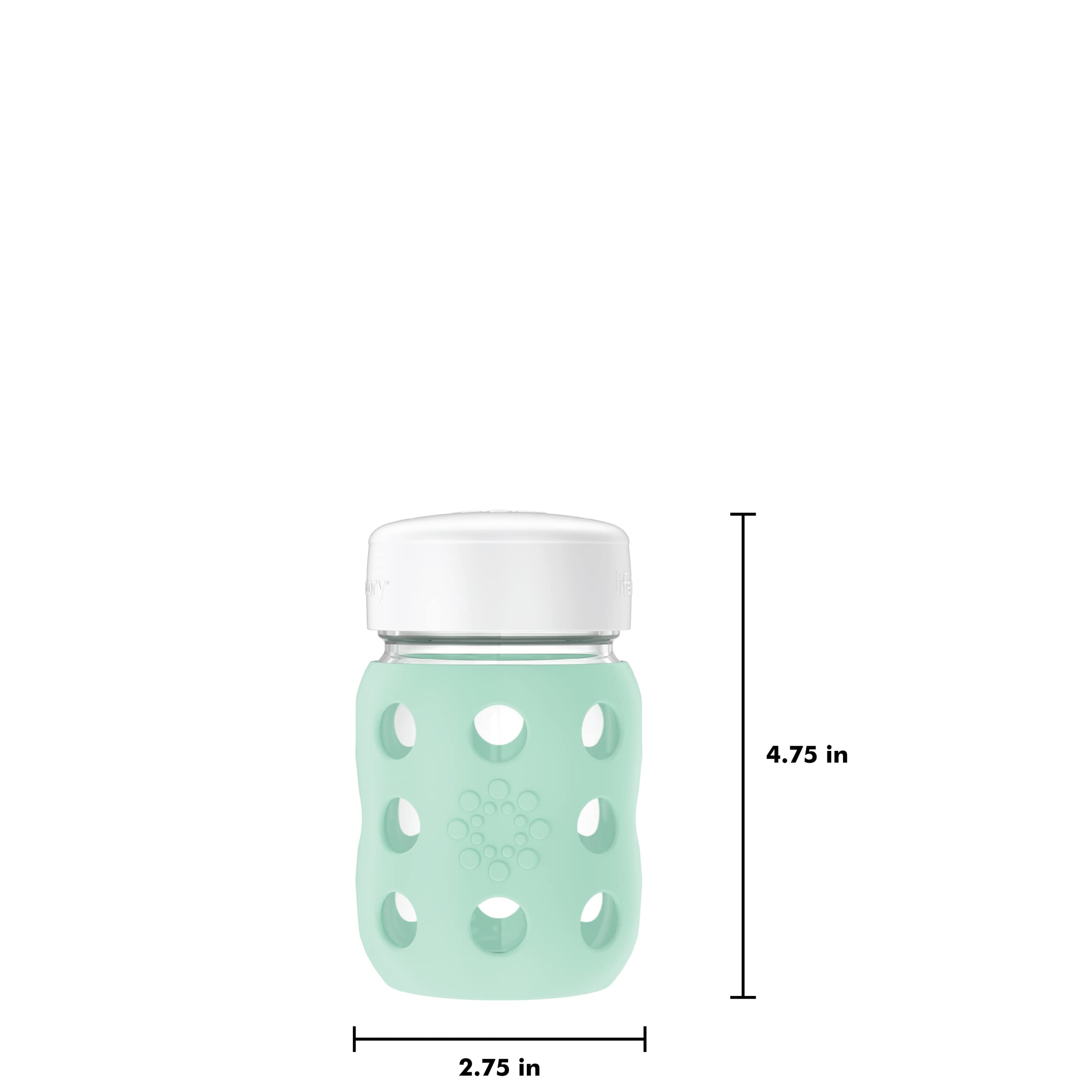 Lifefactory 8-Ounce Wide Neck Glass Baby Bottle with Protective Silicone Sleeve and Flat Cap, Mint (LG2231WMI4)