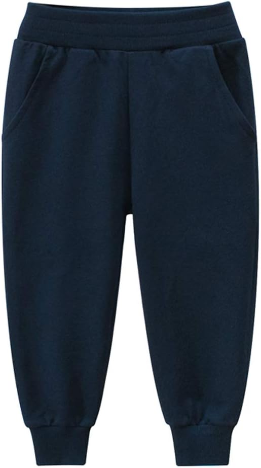 HUAER& Baby Boy's Jogger Pants Dinosaur Car Animal Print Drawstring Elastic Sweatpants 2-Pack