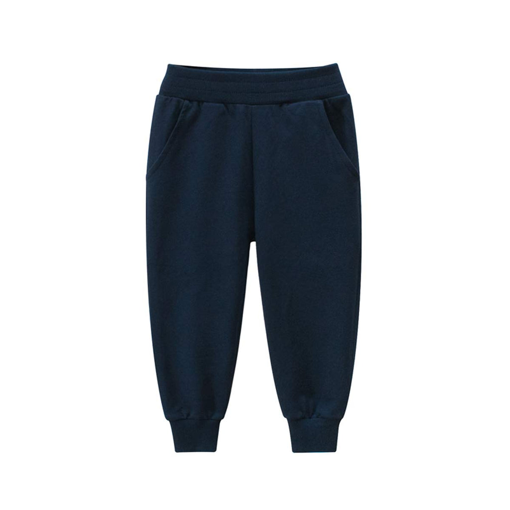 HUAER& Baby Boy's Jogger Pants Dinosaur Car Animal Print Drawstring Elastic Sweatpants 2-Pack (Red + Dark Blue, 4T)