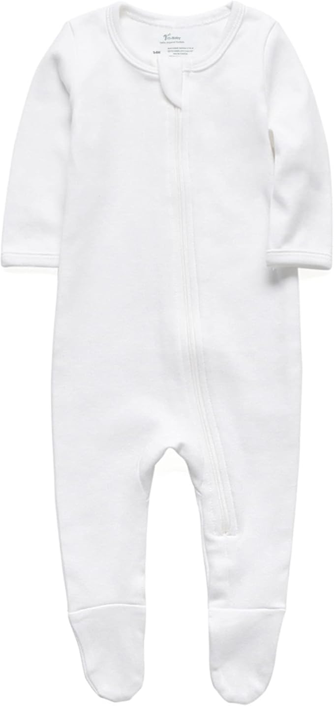 O2 BABY Baby Boys Girls Organic Cotton Zip-Front Sleeper Pajamas, Footed Sleep 'n Play