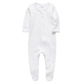 O2 BABY Baby Boys Girls Organic Cotton Zip Front Sleeper Pajamas, Footed Sleep 'n Play （Newborn, Ivory）