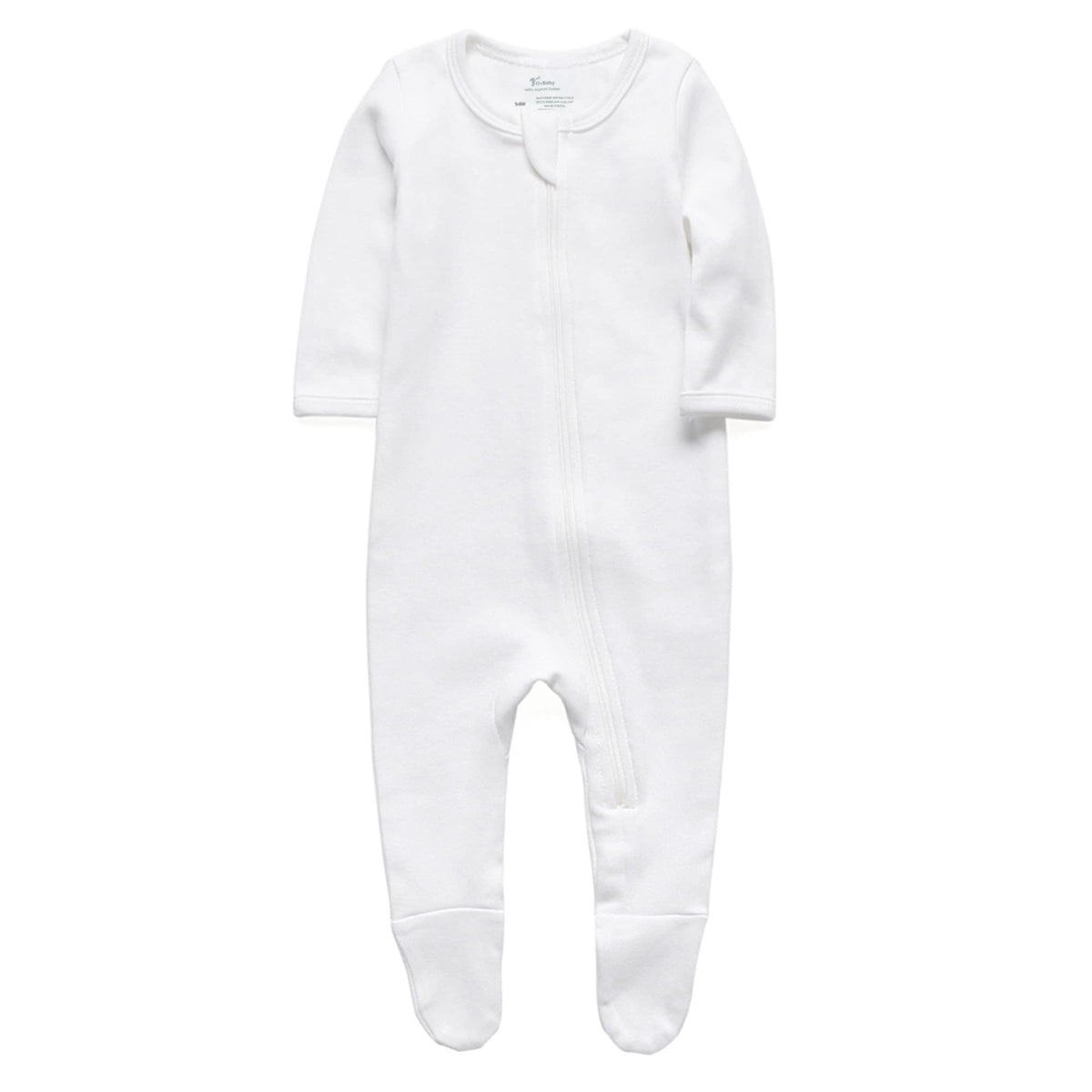 O2 BABY Baby Boys Girls Organic Cotton Zip Front Sleeper Pajamas, Footed Sleep 'n Play （12-18Months, Ivory）