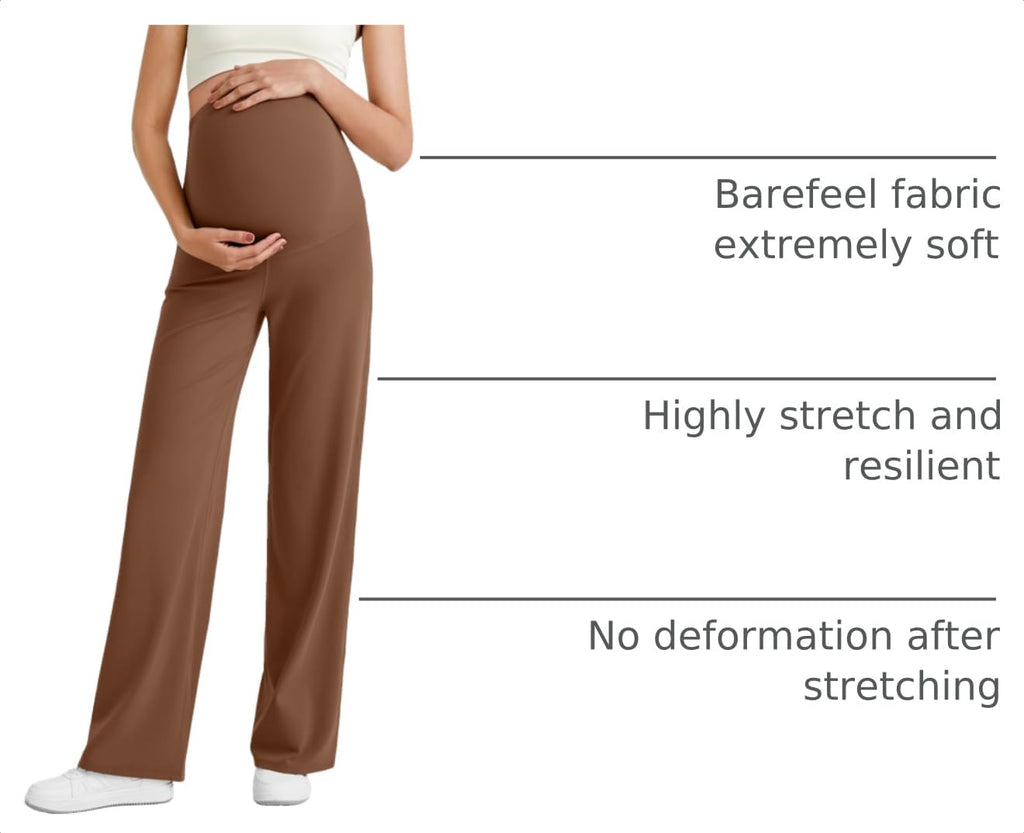 G4Free Maternity Pants Yoga Work,Dark Coffee,XL,Extra Tall