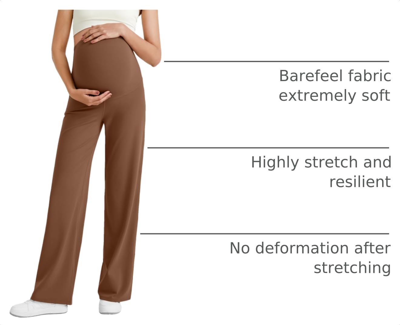 G4Free Maternity Pants Yoga Work,Dark Coffee,XL,Extra Tall