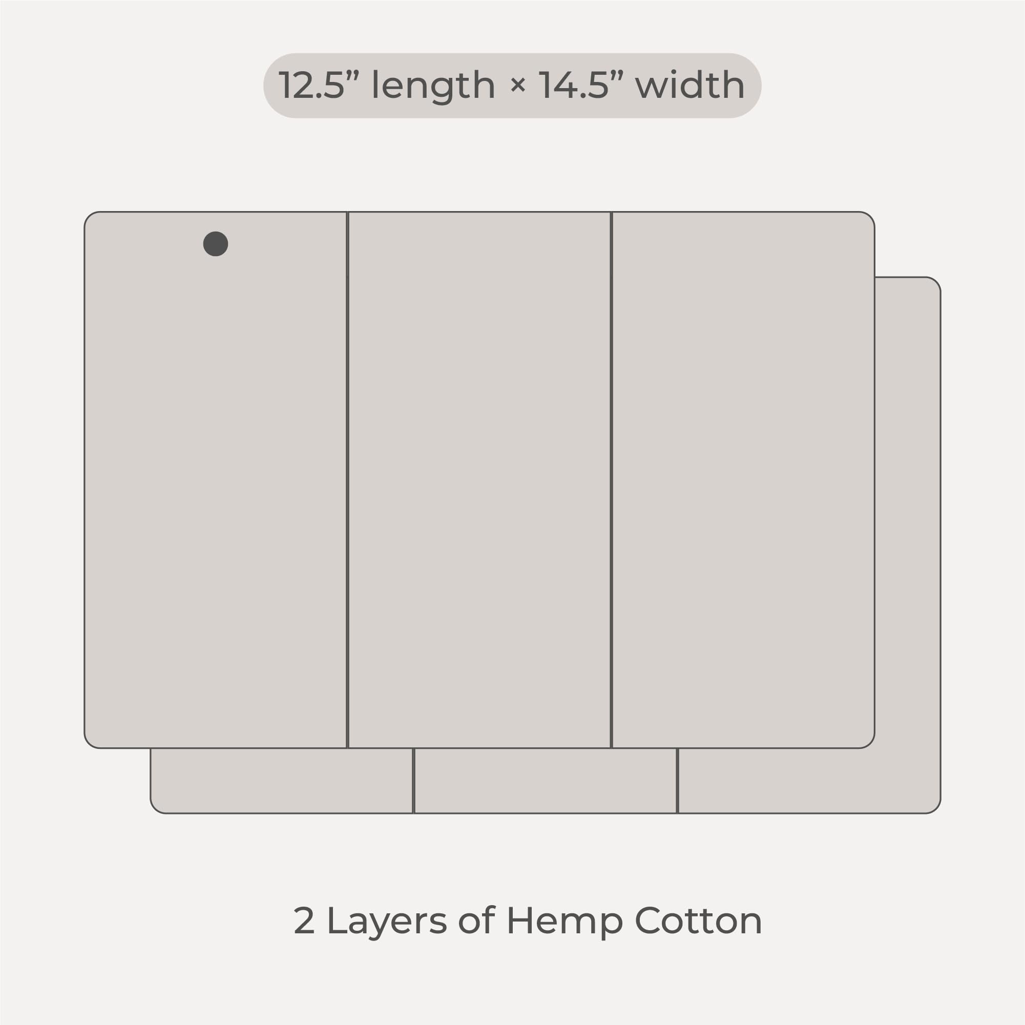 Hemp Prefold Inserts with Snap - 2 Layers - Reusable and Absorbent - 13" x 15" Perfect for Any Diaper- 2 Pack - Nora's Nursery
