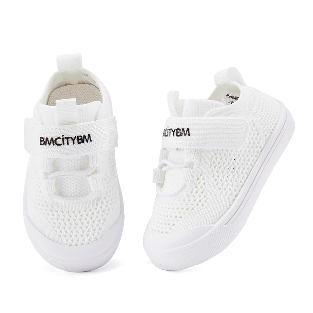 BMCiTYBM Toddler Walking Shoes Baby Boy Girl Barefoot Sneakers White Size 7
