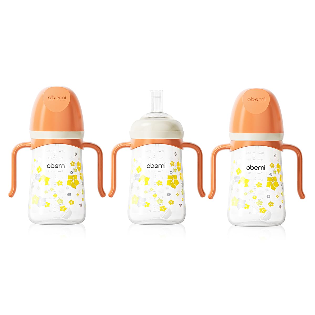 Oberni Baby Sippy Cup 240ml/8oz, Toddler Water Drinking Bottle with Non-Spill Valved Spout for 6+ Months, Orange/1Pack