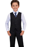 Boys Suits Kids Vest and Pants Set Formal Black Suit for Wedding Size 10