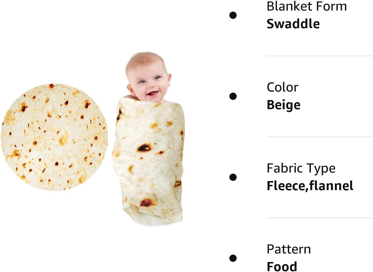 Lhedon Taco Blanket Baby Tortilla Blanket Burrito Swaddle 0-9 Months