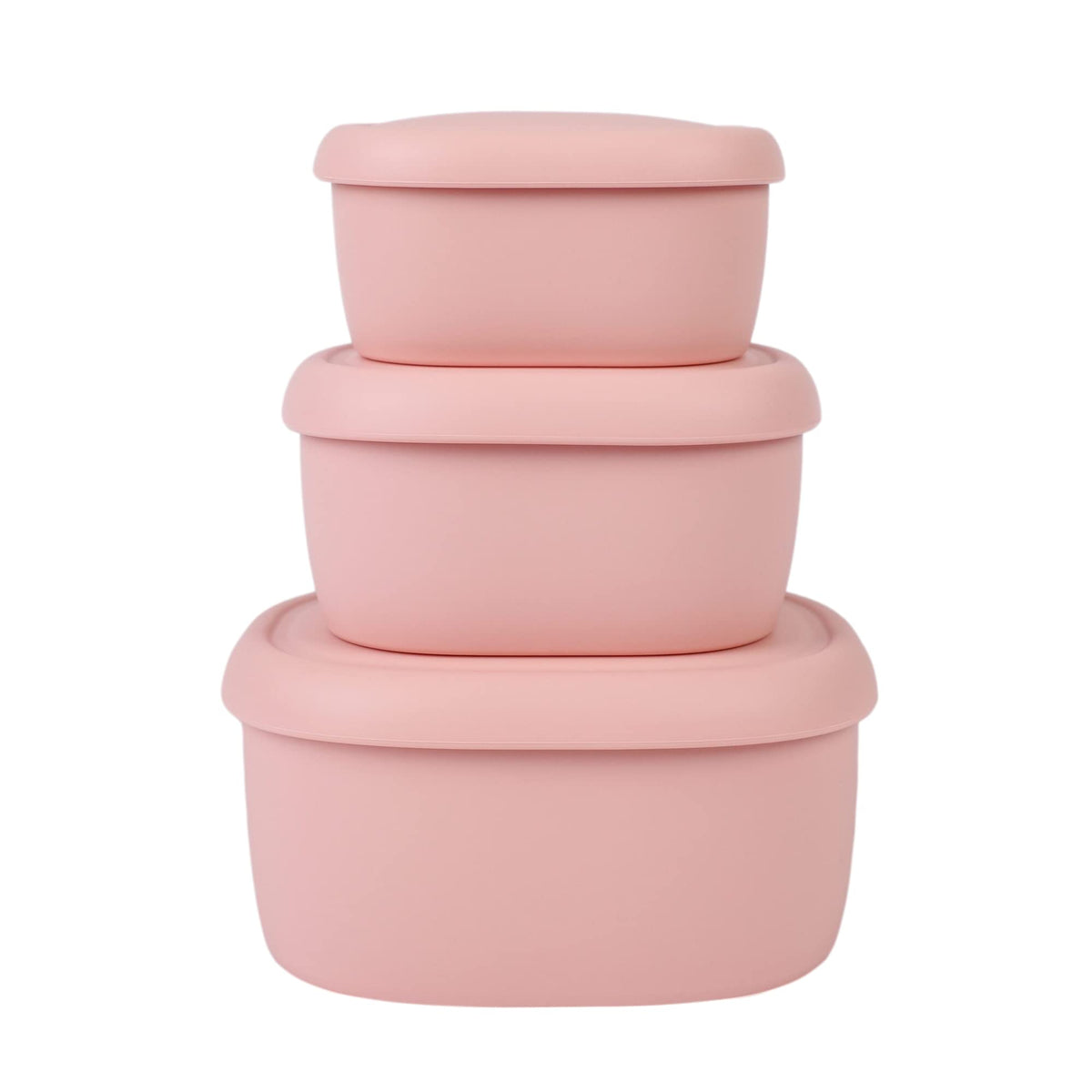 BLUE GINKGO Nesting Silicone Containers - Set of 3 Hard-Shell Silicone Food Storage Containers | BPA Free, Airtight, Dishwasher and Freezer Safe (6.7oz, 10oz, 20oz) - Red