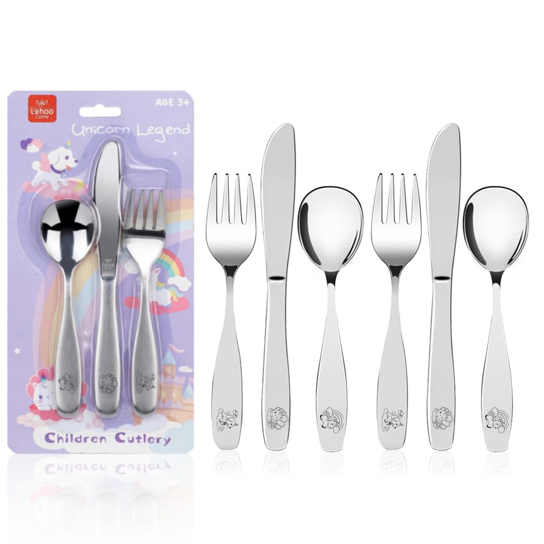 Lehoo Castle 6-Piece Kids Silverware Set, Stainless Steel Toddler Utensils