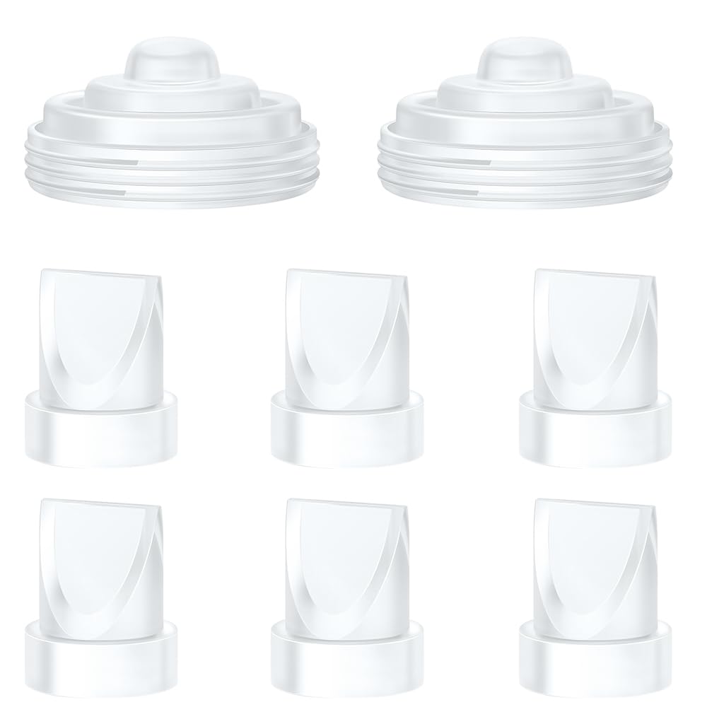 Two M5 24mm Full Set Collector Cup Only Compatible with Momcozy M5 and 10pcs 13/15/17/19/21mm Flange Inserts, Including Inserts*10, 24mm Flange*2, Collector*2, Duckbill Valve*2,Diaphragm*2