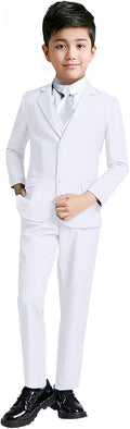 YuanLu Boys Suit for Kids Tuxedo Wedding Ring Bearer Outfit, 5 Piece Boy Slim Fit Formal Suits with Adjustable Waist