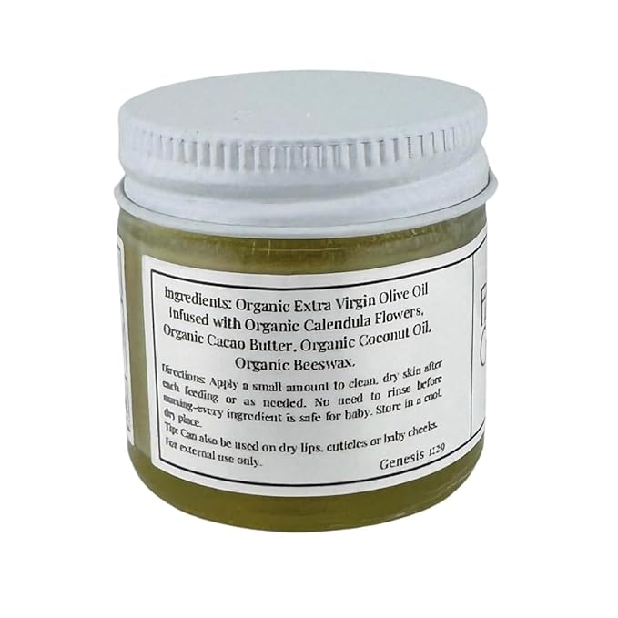 Faith and Grace Organics, Organic Nipple Balm, Safe for Nursing, Soothing Balm for Breastfeeding Mothers, Postpartum Essentials, 1 oz Glass Jar.