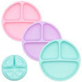 WeeSprout Suction Plates for Babies & Toddlers - 100% Silicone, Dinnerware Stays Put, Divided Design for Picky Eaters, Microwave & Dishwasher Friendly, 3 Pack