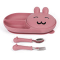 Silicone Baby Plate,Toddler plates,Self-feeding of infants after weaning, 100% Food Grade Silicone, BPA Free, Baby Dinnerware, Baby Plates With Suction, Divided Plate for Babies (pink)