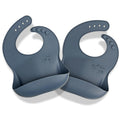 APLAINR Silicone Baby Bibs, Baby Sign Language, Set of 2, Blue Hour