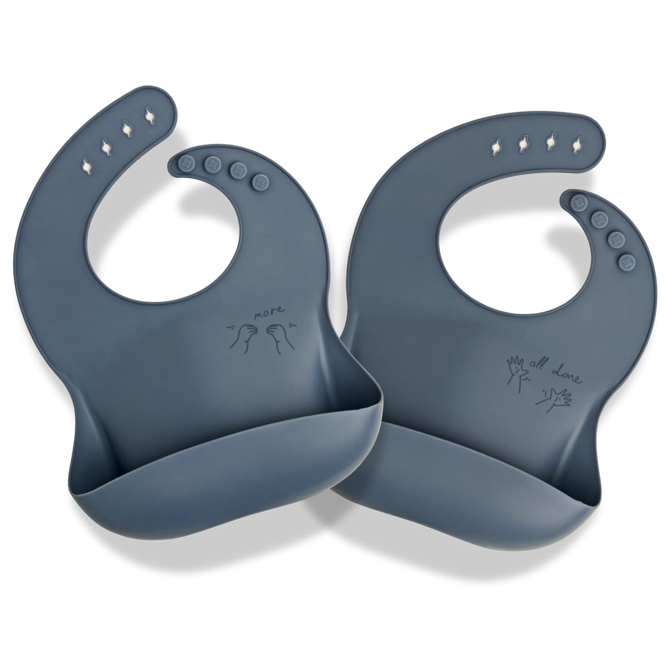 APLAINR Silicone Baby Bibs, Baby Sign Language, Set of 2, Blue Hour