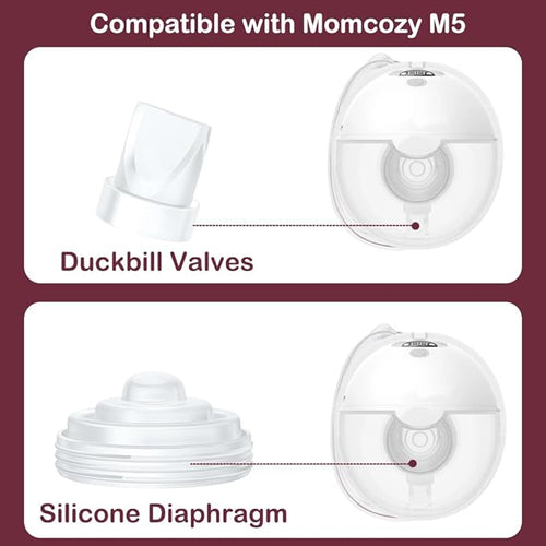 4PCS Duckbill Valves & 2PCS Diaphragm Compatible with Momcozy M5 Wearable Breast Pump, Replacement Pump Parts Accessories Compatible for M5 Momcozy, Not Original Mom Cozy Accessories