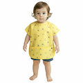 Plie Short Sleeve Waterproof Bib for Toddlers – Easy Clean Feeding Apron for Mealtime, Daycare, Self-Feeding & Messy Play, Lightweight BPA-Free Baby Bib (6–24 Months) - Yellow Bear