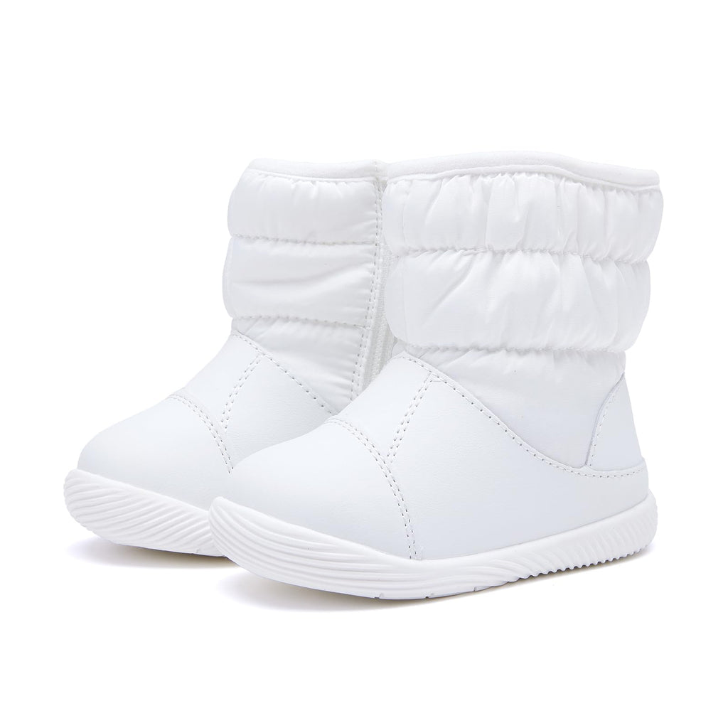 BMCiTYBM Baby Boy Girl Snow Boots Waterproof Infant Winter Warm Booties Nonslip Lightweight Outdoor Shoes for Cold Weather 6 9 12 18 24 Months White Size 6-12 Months Toddler