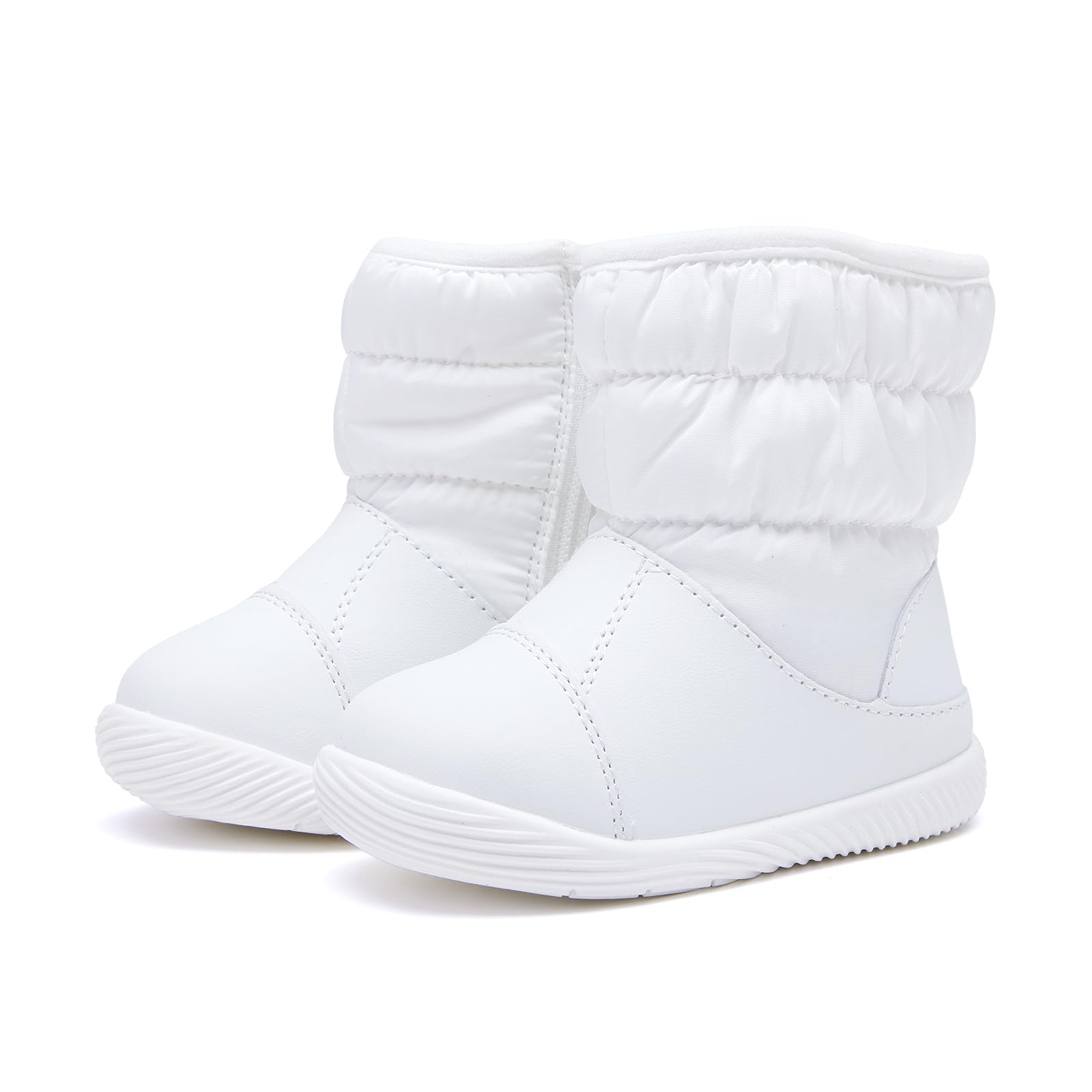 BMCiTYBM Baby Boy Girl Snow Boots Waterproof Infant Winter Warm Booties Nonslip Lightweight Outdoor Shoes for Cold Weather 6 9 12 18 24 Months White Size 6-12 Months Toddler