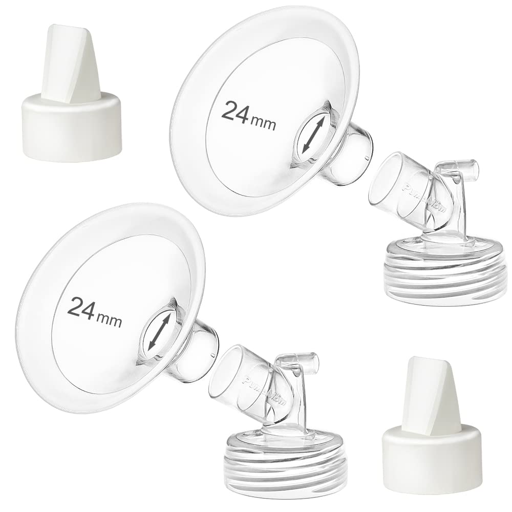 PumpMom-us 19mm Soft Rim Flanges Compatible with Spectra S2 S1 9 Plus Breastpumps Accessories, Replacement Breast Shield and Duckbill Valves for Spectra Pump Parts and 19 Flange