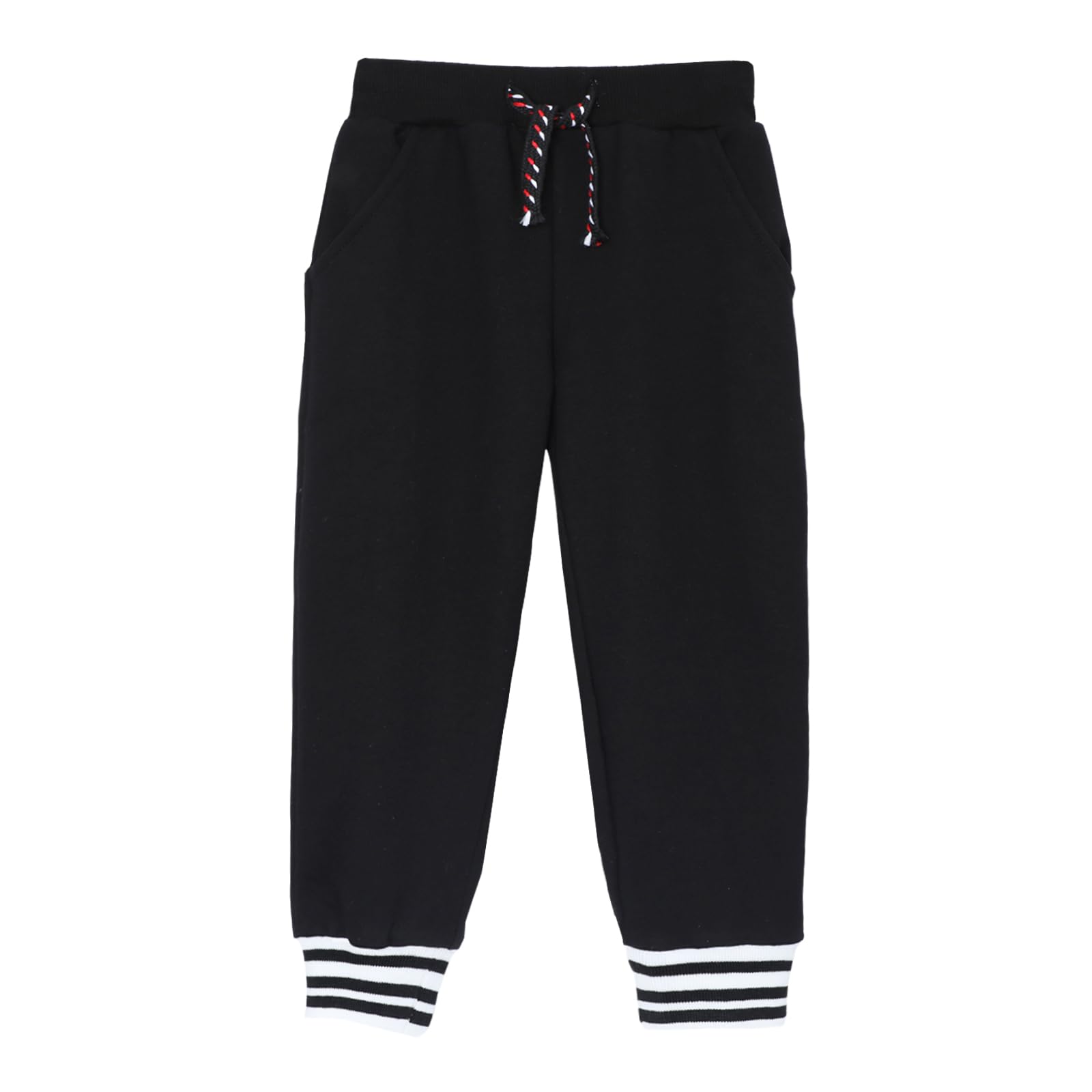 HILEELANG Boys Jogger Pants Cotton Sweatpants 3 Pack Pockets Khaki