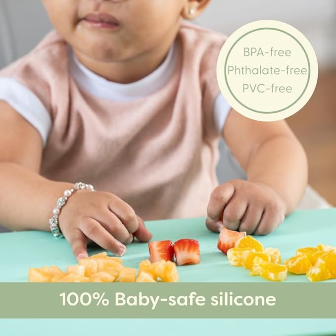 UpwardBaby Silicone Placemats for Toddlers - Food-Catching, Mint - Toddler Placemat with Food Catcher & Suction - Portable Table Mat for Baby - Non-Slip, Dishwasher Safe, BPA-Free