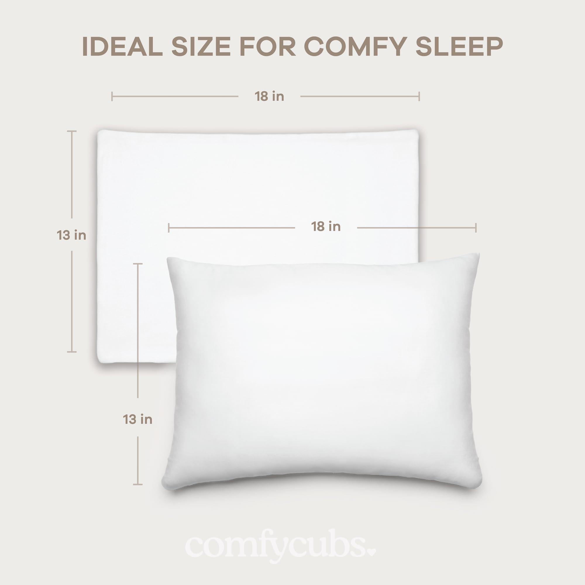 Comfy Cubs Toddler Pillow with Cotton Pillowcase, 13 x 18 in - Lightweight, Breathable Microfiber Fill for Sleeping and Travel - Soft and Cozy Small Pillow for Toddlers - White